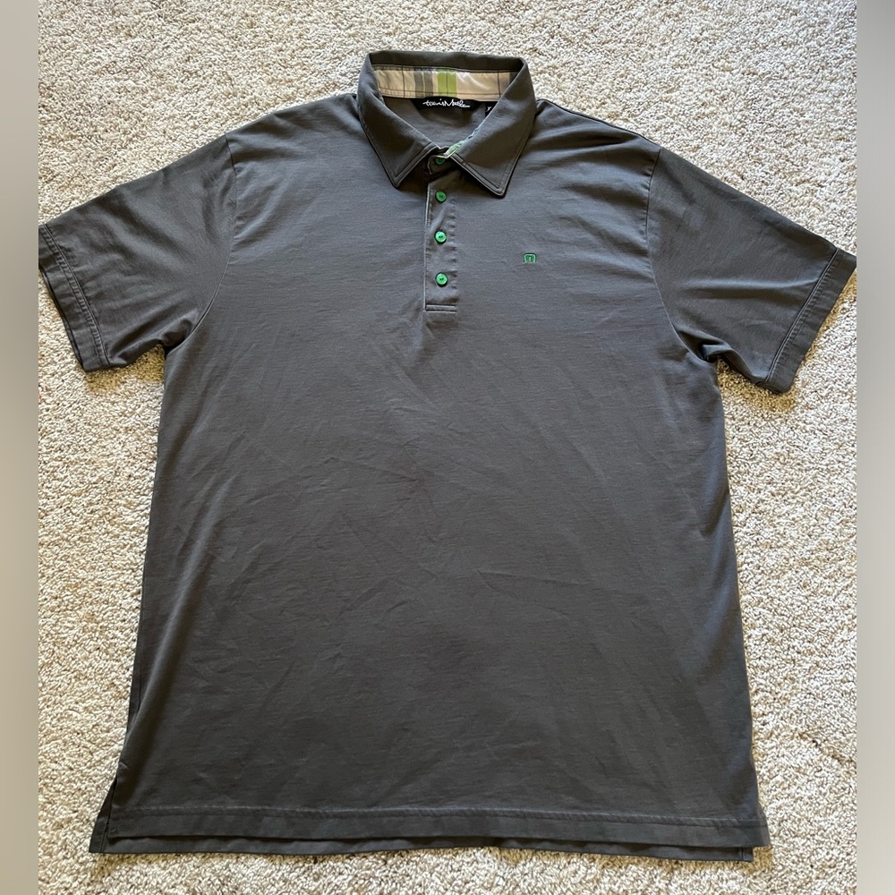 Travis Mathew Men’s Short Sleeve Gray Golf Polo Size XL Plaid Workwear Casual